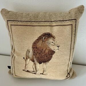 EUC Tapestry Lion Print 16x16” Throw Pillow by Borgata